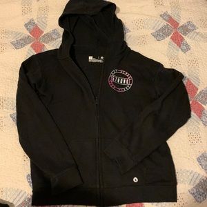 Xersion Girls Black Stay Strong & Fierce Zip Front Hoodie Sweatshirt Jacket